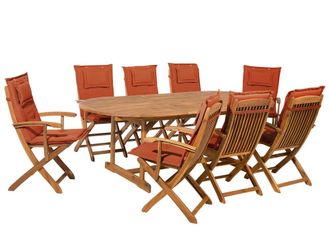 Beliani Conjunto de comedor 8 personas de madera de acacia madera clara