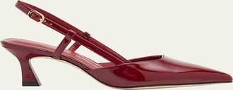 Stuart Weitzman Vinnie Patent Kitten Slingback Pumps