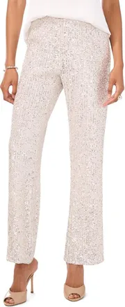 Vince Camuto Sequin Flare Leg Pants in Silver at Nordstrom, Size Medium