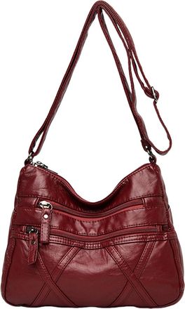 Generic Crossbody Bags For Women Soft Leather Purses And Handbags Ladies Large Capacity Multi Pocket Shoulder Bag For Female Mothers Day Bag for Man (Red, One