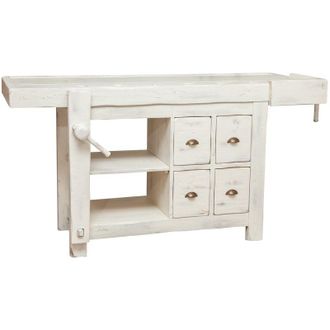 Biscottini International Biscottini - Mesa De Taller Realizada Artesanalmente De Madera Maciza De Tilo Equipada Con Garras Funcionantes L184xpr74xh92 Cm