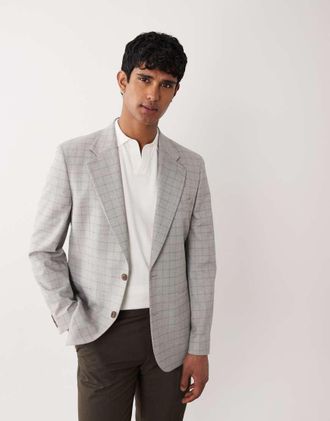 Asos Mix & Match - Giacca da abito slim grigia a quadri-Grigio