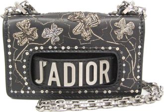 Dior Jadior Flap Embellished Leather Black Leather Handbag (Pre-Owned)