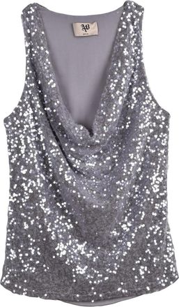 Aniye By Grey Sequined Draped Cowl-Neck Top