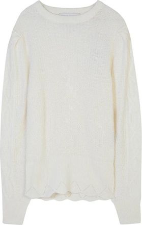 Silvian Heach Rondgebreide trui met mouwdecoraties - Dames - Ronde hals truien - Wit - XS - Nylon - Truien & Vesten