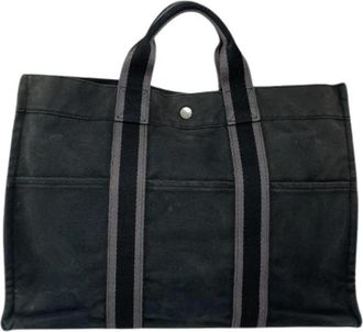Herm&egrave;s Pre-owned Vintage Canvas Tote - Dames - Vintage Shopper - Zwart - ONE Size - Vintage