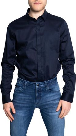 Emporio Armani Exchange Mens Shirt - Blue Cotton - Size Small