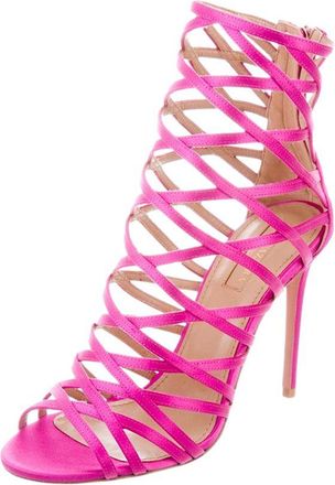 Aquazzura Pink Satin Caged Sandals Size 37