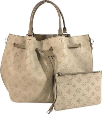 Louis Vuitton Pre-owned Mahina Leren Bucket Bag - Dames - Vintage Tas - Beige - ONE Size - Leer - Vintage