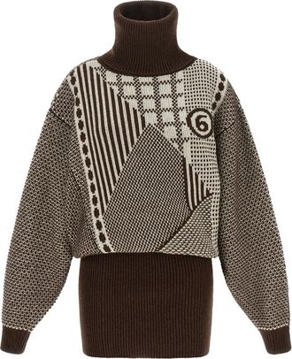 Maison Margiela Kleedjes, Dames, Bruin, S, Wol, Omkeerbare Mini Jurk