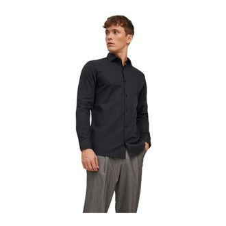 Jack & Jones Casual Heren Overhemd Lange Mouw - Heren - Zakelijke Overhemden - Zwart - XL - Katoen - Overhemden