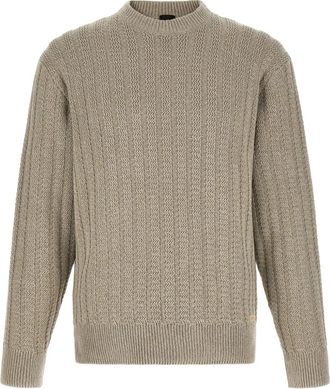 HUGO BOSS Crewneck Sweater - Heren - Ronde hals truien - Beige - M - Katoen - Truien & Vesten