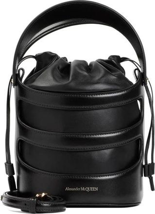 Alexander McQueen Tassen, Dames, Zwart, ONE Size, Leer, Gewatteerde leren bucket bag