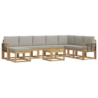 vidaXL Conjunto De Sof&aacute;s De Exterior 9 Pcs Blanco Y Gris Claro Vidaxl