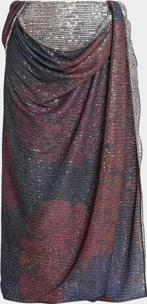 Maison Margiela Sequined Draped Midi Skirt