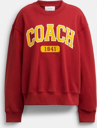 Coach Embroidered Sporty Boyfriend Crewneck Sweatshirt