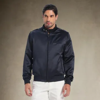Members Only Mens Classic Satin Iconic Racer Jacket