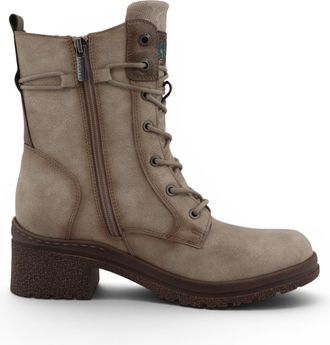 Mustang Womens White Lace-Up Heeled Winter Combat Boots - M0092003