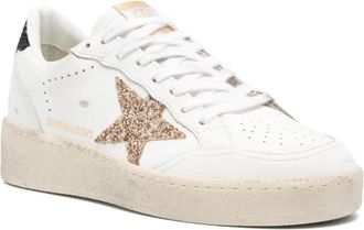 Golden Goose Ballstar White Distressed Glitter Star Leather Sneakers