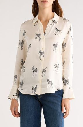 Rails Saige Zebra Print Button-Up Shirt in Ivory Zebra at Nordstrom, Size Xx-Large