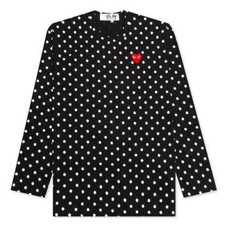 Comme Des Gar&ccedil;ons Polka Dot Long Sleeves Tee Black White AZ-T166-051-1