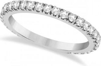Allurez Round Diamond Eternity Wedding Ring 18K White Gold Diamond Band (0.58ct)