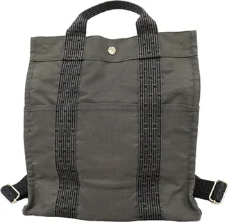 Herm&egrave;s Gray Nylon Backpack (Pre-Owned)