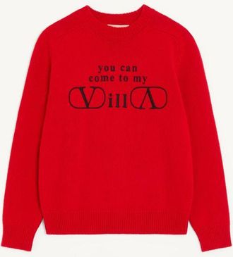 Valentino Valentino wool and cashmere jumper with YOU CAN COME TO MY VILLA embroidery