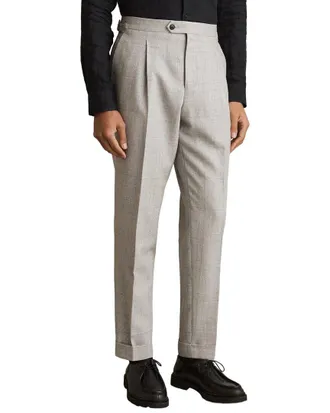 Reiss Tecnic Side Adjuster Check Wool & Linen-Blend Pant