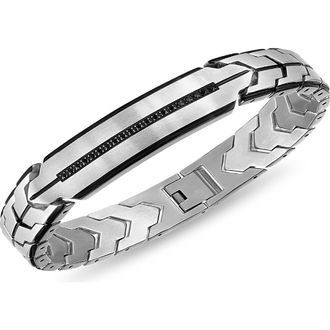 Esquire Mens Black Diamond Chevron Link Bracelet in Stainless Steel at Nordstrom Rack, Size 8.5