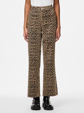 Pieces Rechte jeans met hoge taille en luipaardprint