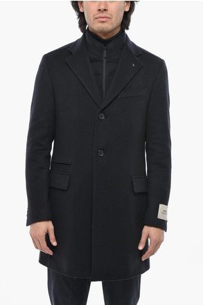 Corneliani CC COLLECTION Flap Pockets Virgin Wool Coat with Chest Piece size 52