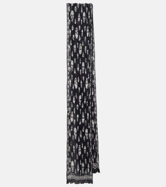 Alexander McQueen Sciarpa Skull in seta pliss&eacute;