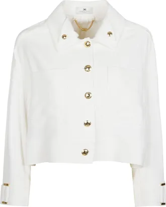 Elisabetta Franchi Viscose-Blend Three-Quarter Sleeve Cropped Caban