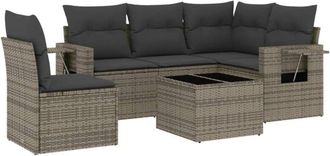 vidaXL Set De Sof&aacute;s De Jard&iacute;n 6 Piezas Y Cojines Rat&aacute;n Sint&eacute;tico Negro Vidaxl