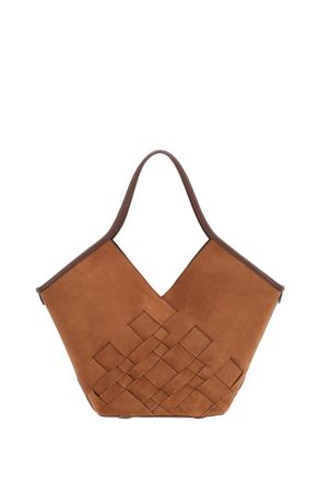 Hereu Brown Coloma Suede Woven Suede Tote Bag