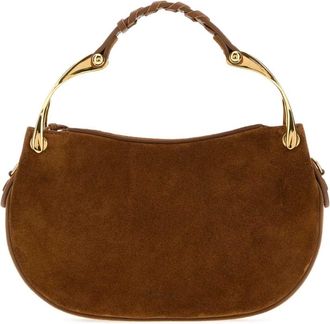 Alexander McQueen Wishbone Mini Top-Handle Bag - Dames - Handtassen - Bruin - ONE Size - Su&egrave;de - Tassen