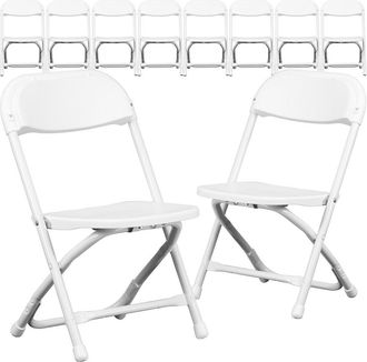 Flash Furniture 10 Pk. Kids White Plastic Folding Chair