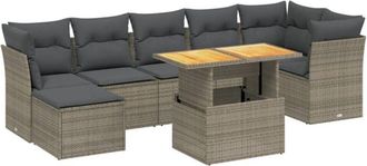 vidaXL Vidaxl - Set De Sof&aacute;s De Jard&iacute;n 8 Pzas Y Cojines Rat&aacute;n Sint&eacute;tico Gris