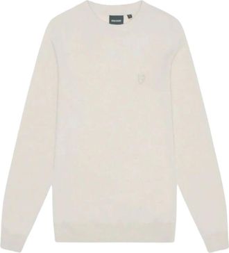Lyle & Scott Rondgebreide trui - Heren - Ronde hals truien - Beige - M - Truien & Vesten