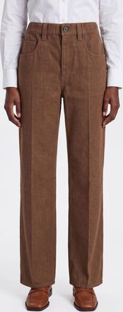Brunello Cucinelli Jeans cropped wide leg a vita alta in denim con monile