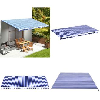 vidaXL Tessuto di Ricambio per Tenda da Sole Blu e Bianco 6x3,5 m - Tessuto da tenda - Tenda da giardino