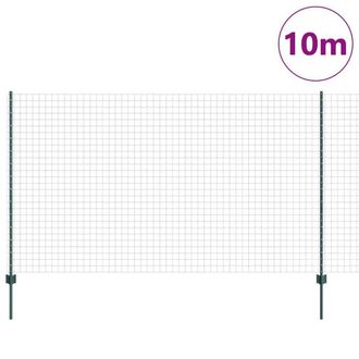 Berkfield Home Full Euro Fence with 5 U Posts Green 1.4x10 m Steel