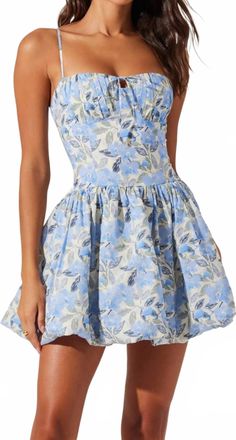 Astr Larissa Mini Dress In Blue Floral
