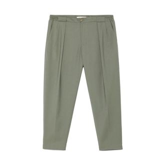BRIGLIA 1949 Cropped Trousers, male, Green, Size: XS Sage Green Button-Up Pants