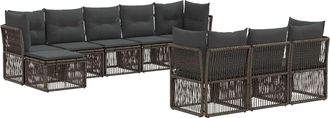 vidaXL Conjunto De Sof&aacute;s De Jard&iacute;n 10 Uds. Gris Rat&aacute;n Sint&eacute;tico Vidaxl