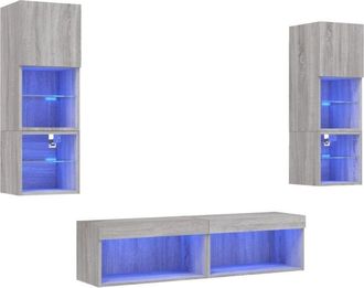 vidaXL Vidaxl - 6 Piece tv Wall Units with led Grey Sonoma Engineered Wood