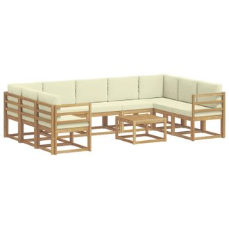 vidaXL Conjunto De Sof&aacute;s De Exterior 10 Pcs Blanco Y Crema Vidaxl