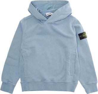 Stone Island Kids Sweatshirts, male, Blue, 4 Y, Sweatshirt with Fixed Hood and Logo Patch on the Sleeve