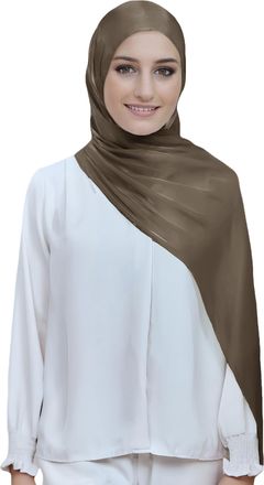 Lina & Lily Sheen Shimmer Womens Crepe Scarf Shawl Wrap Head Hijab Lightweight (Dark Taupe)